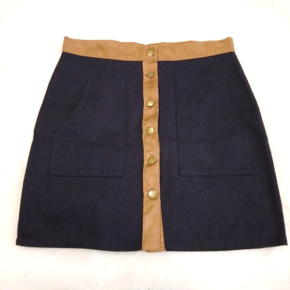 SKIRT Primark Atmosphere Button Front Skirt, Black and Tan, NWT - Picture 1 of 9